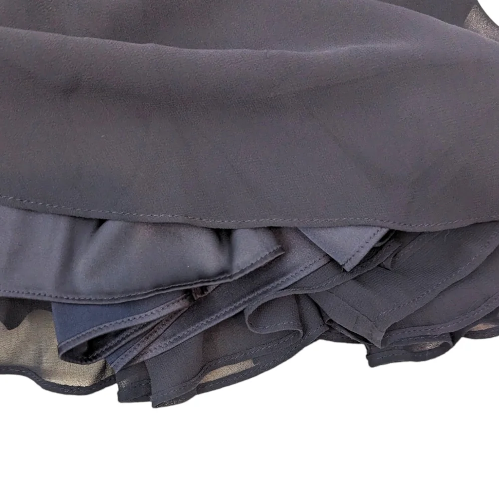 Vera Wang Dress Chiffon Long Gown Navy Blue Strapless Formal Black Tie Womens 6 - Picture 7 of 13